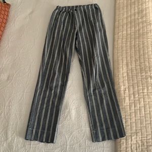 Blue and white striped pants